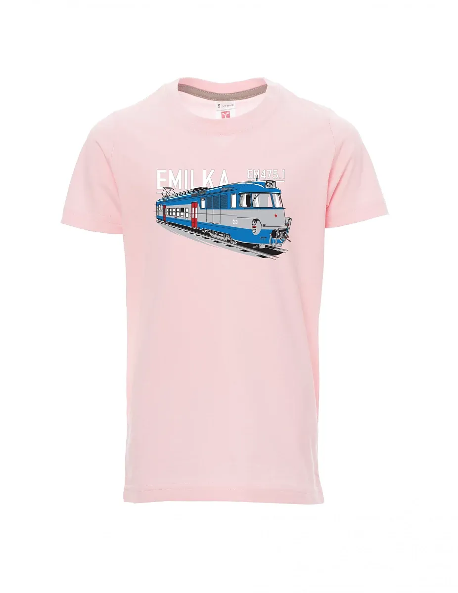 Světle růžové dětské tričko Elektrické jednotky 475.1 "Emilka"