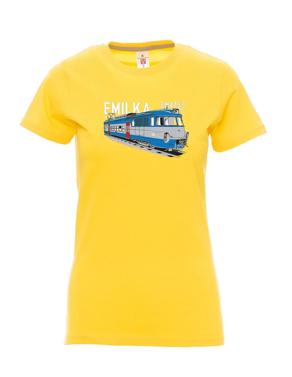 Žluté dámské tričko Elektrické jednotky 475.1 "Emilka"