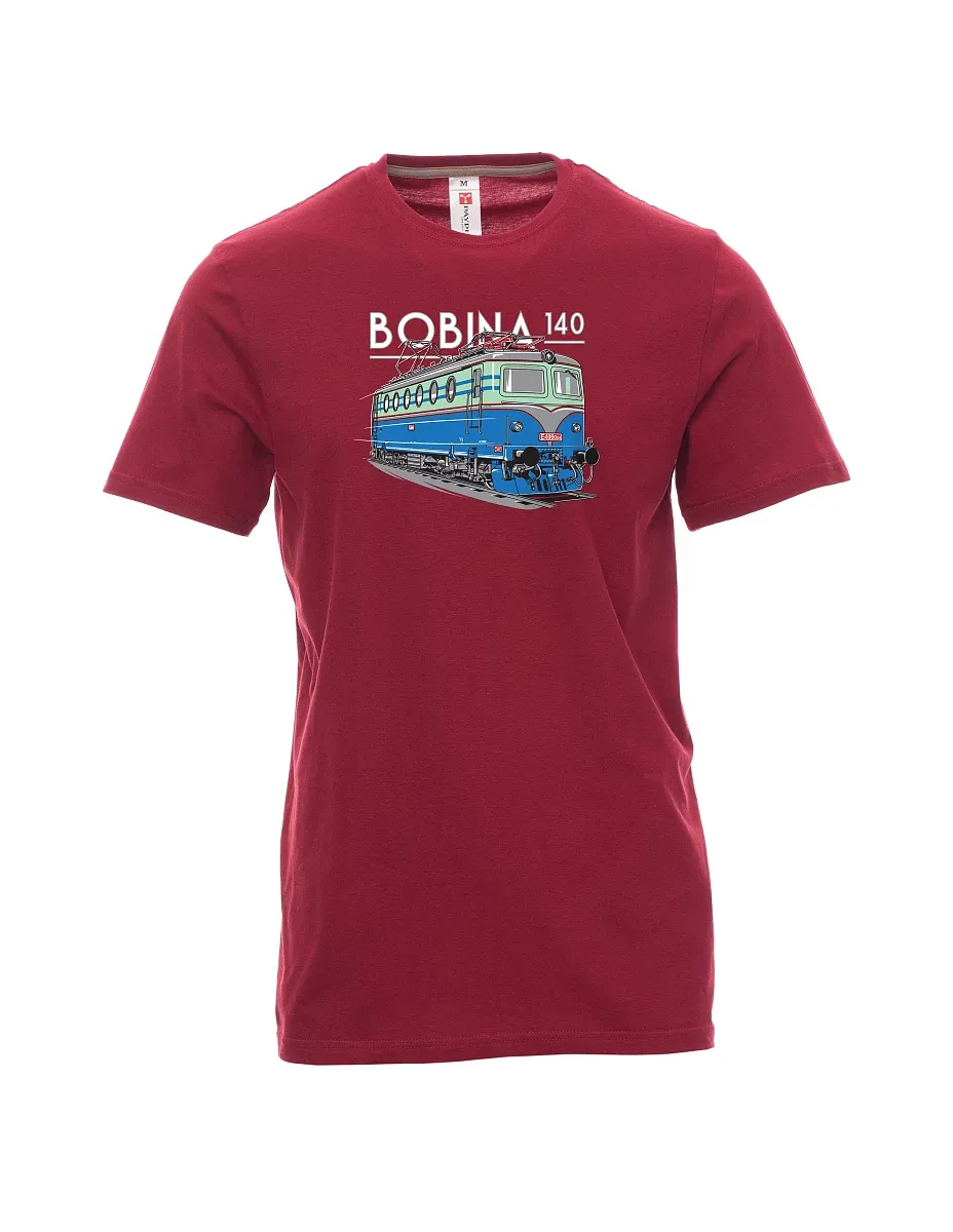 Tmavě červené pánské tričko Lokomotiva 140 "Bobina"