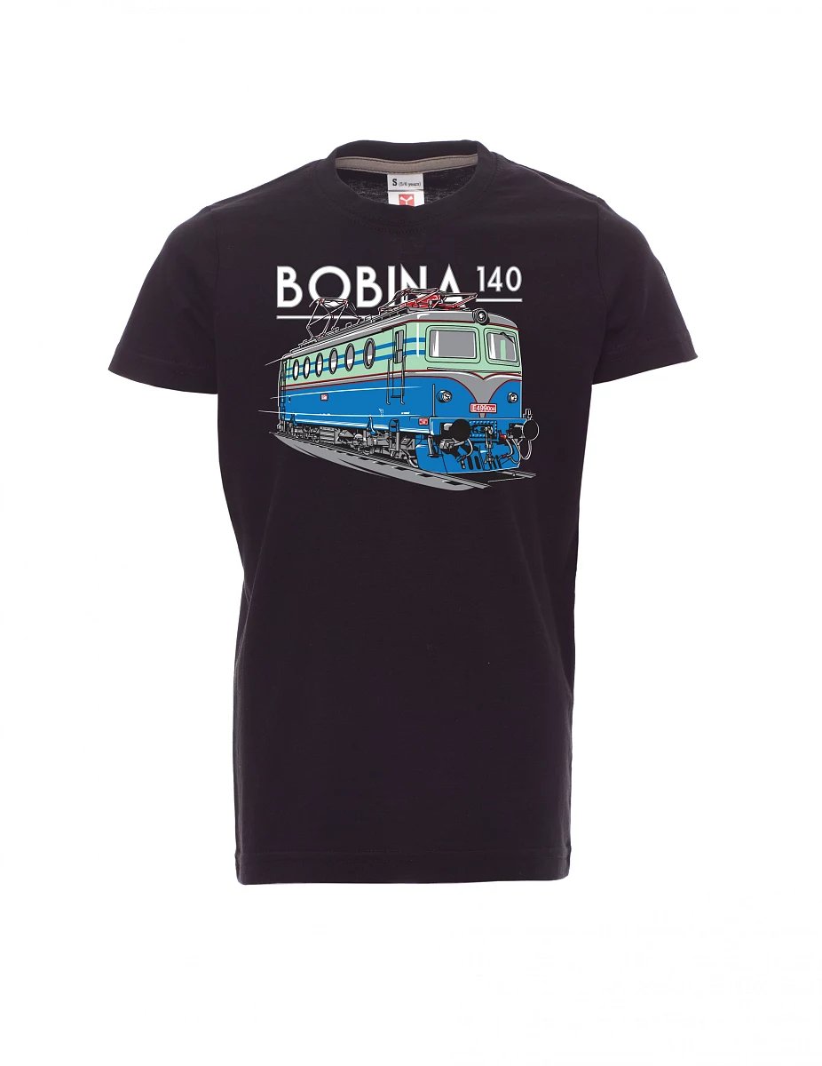 Černé dětské tričko Lokomotiva 140 "Bobina"