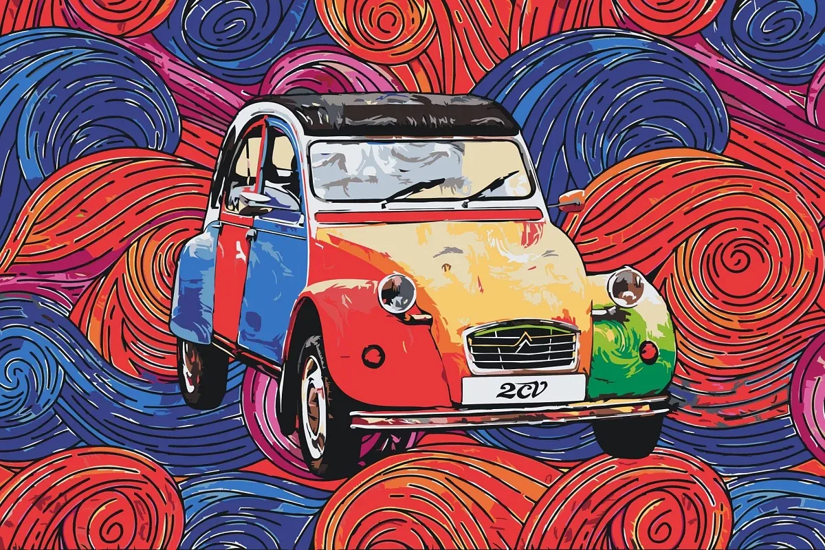Malování podle čísel - obraz veterána 2CV