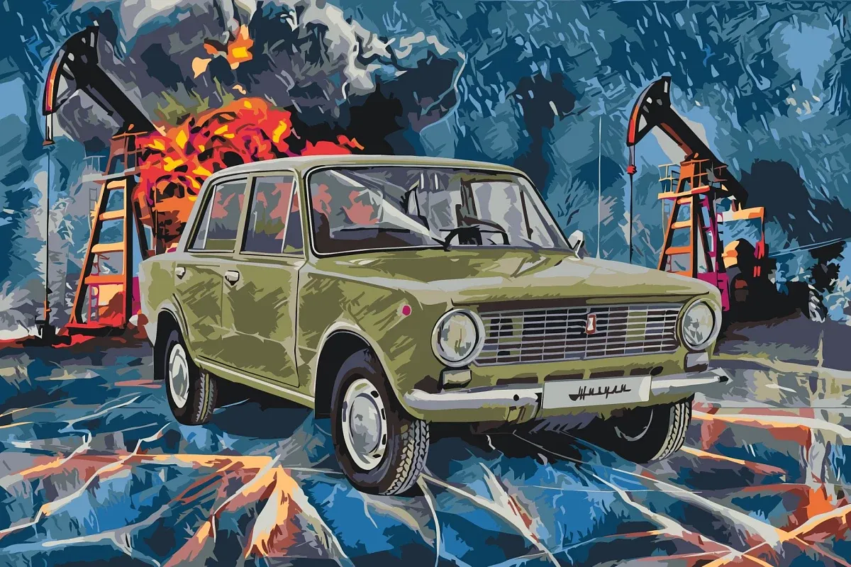 Malování podle čísel - obraz veterána Lada-Žguli