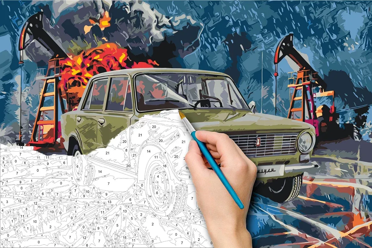 Malování podle čísel - obraz veterána Lada-Žguli