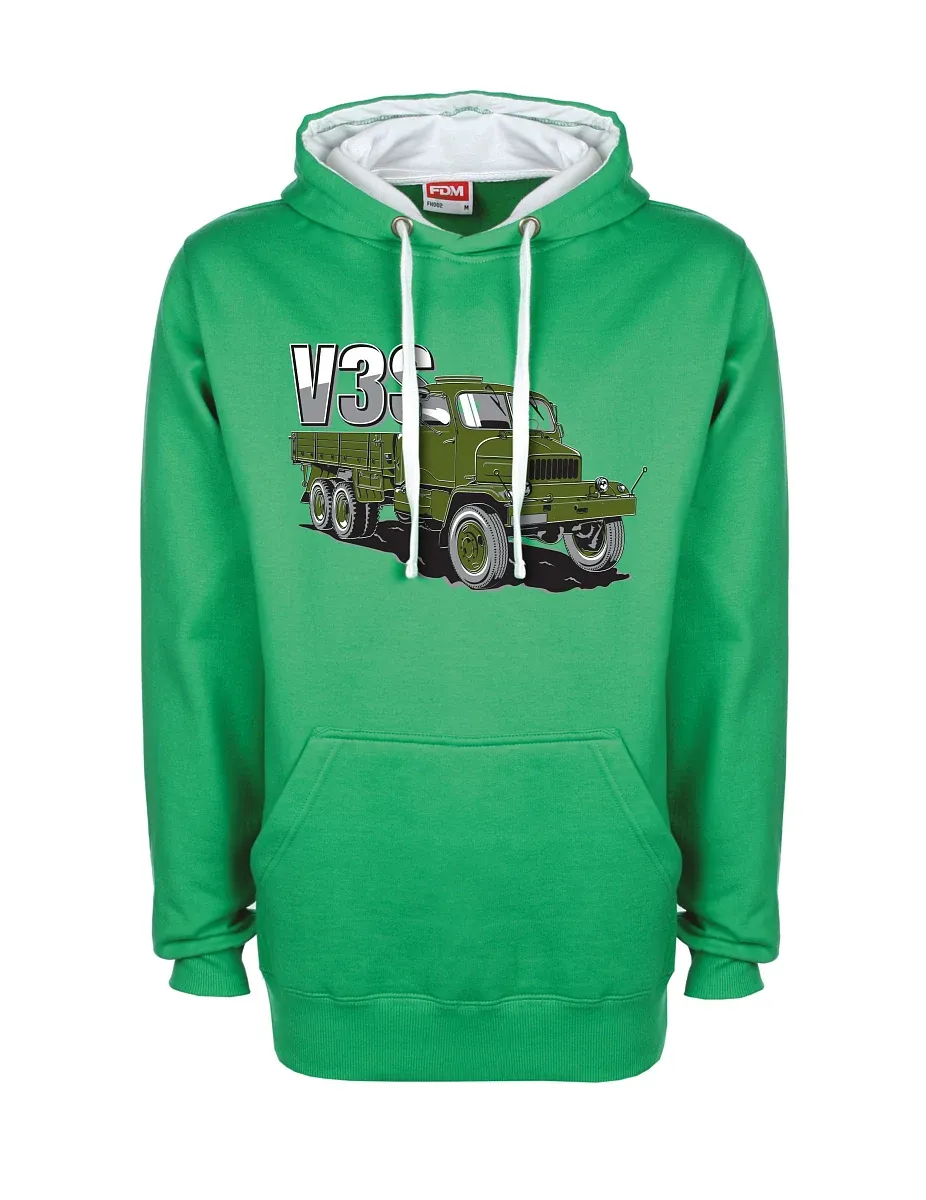 Bílo-zelená mikina Nákladní automobil V3S Valník