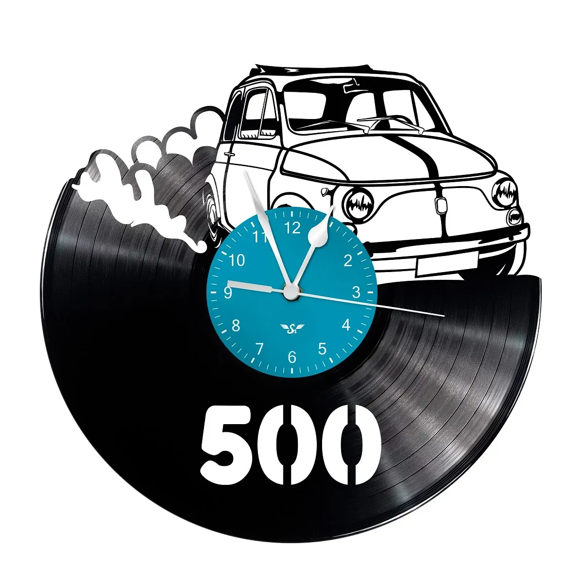 Hodiny z gramodesky s motivem  s veteránem s  500