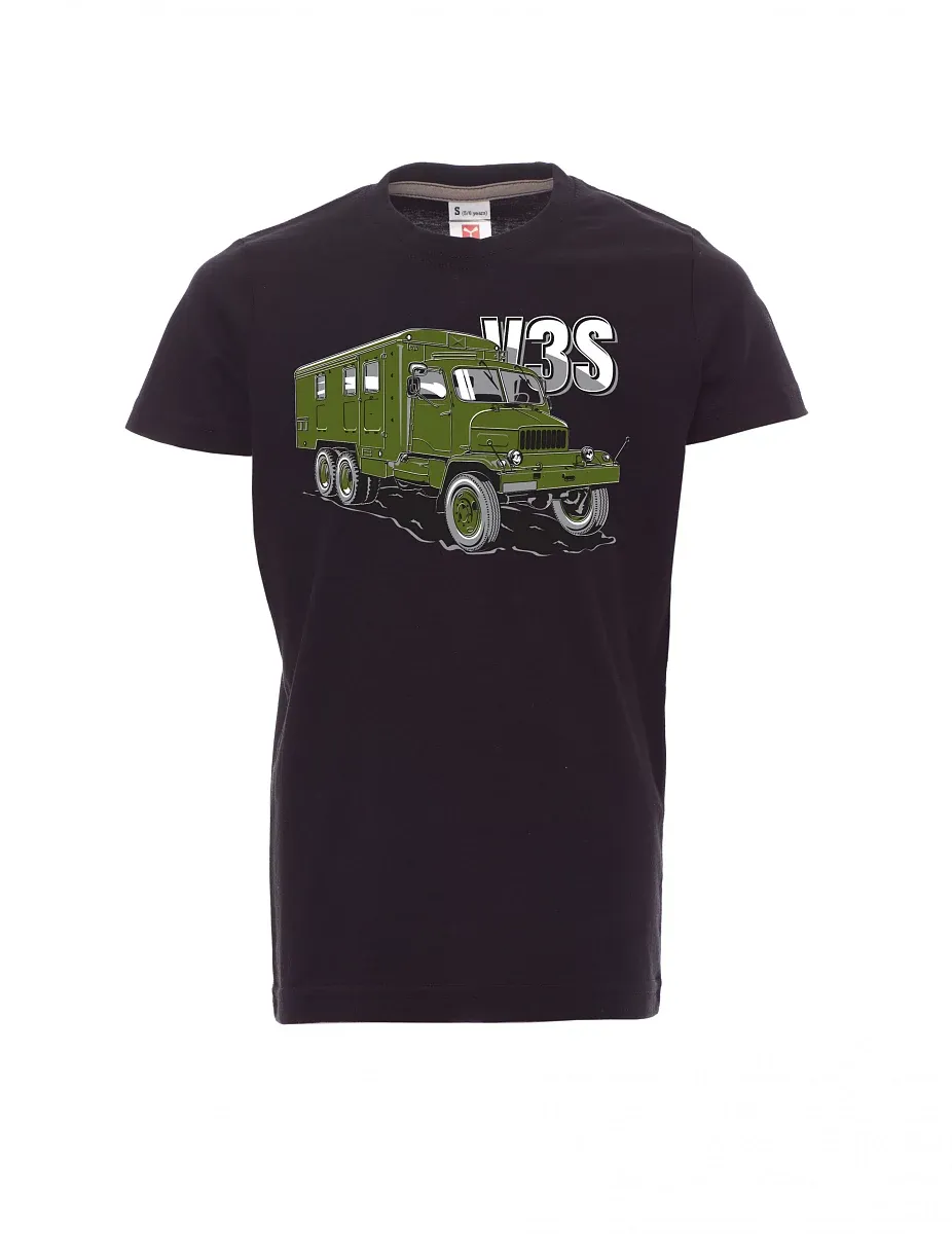 Černé dětské tričko Nákladní automobil V3S Skříň