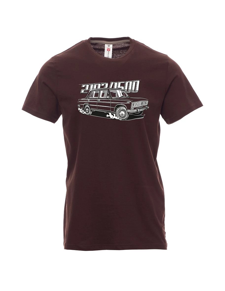Tmavě hnědé pánské tričko s motivem Lada 2103 / VAZ 1500