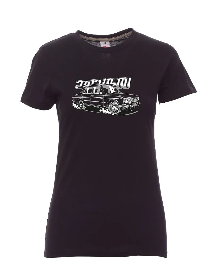 Černé dámské tričko s motivem Lada 2103 / VAZ 1500