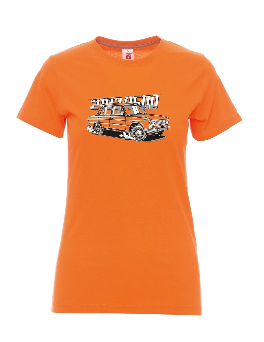 Oranžové dámské tričko s motivem Lada 2103 / VAZ 1500