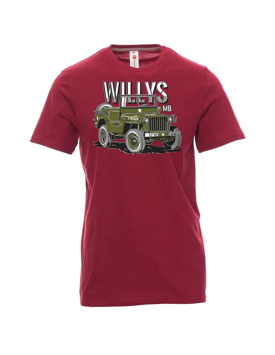 Tmavě červené pánské tričko Willys MB