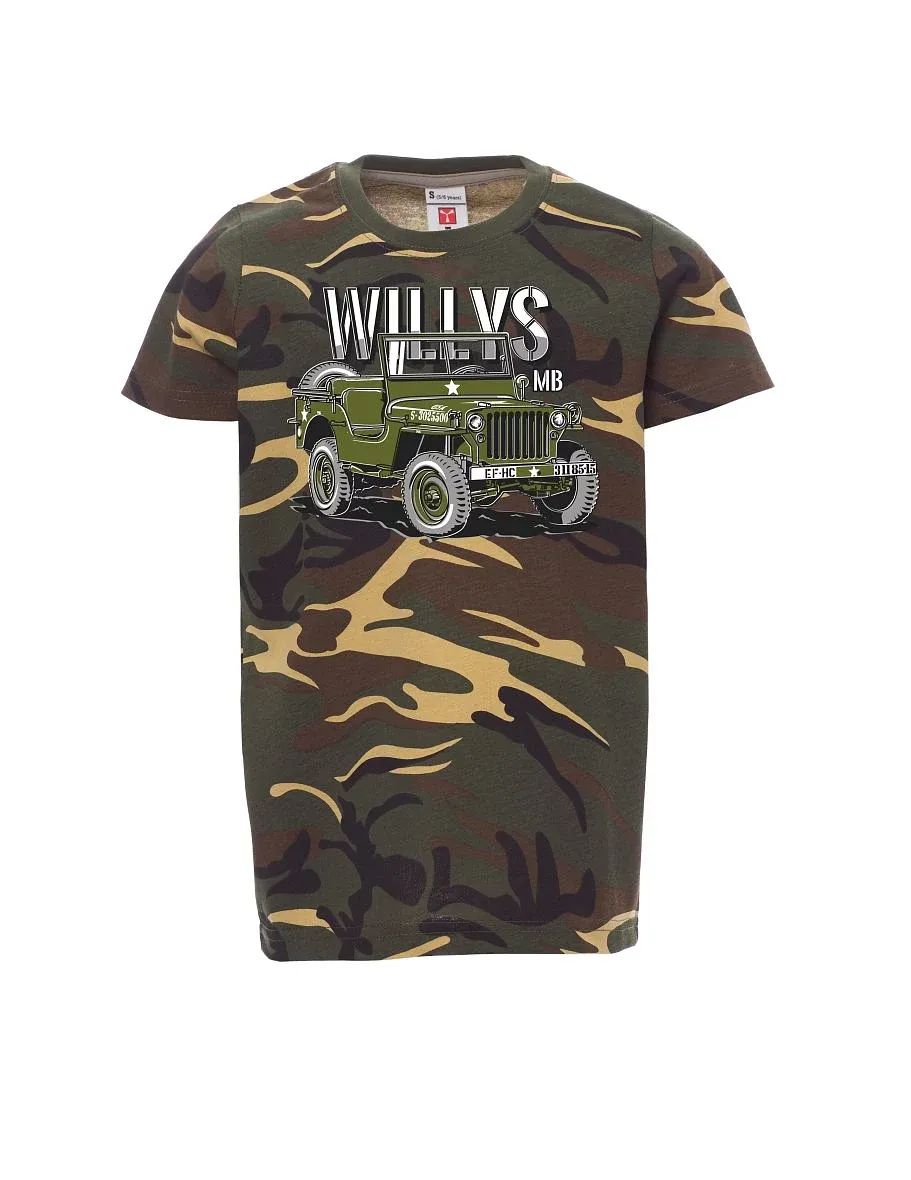 Maskáčové dětské tričko Willys MB