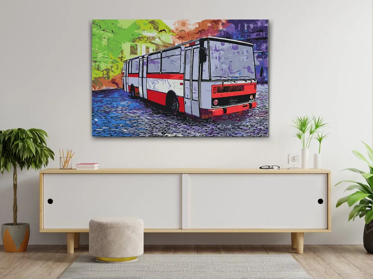 Malování podle čísel - obraz veterána autobus