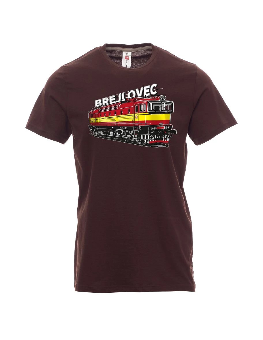 Tmavě hnědé pánské tričko Lokomotiva 753 "Brejlovec"