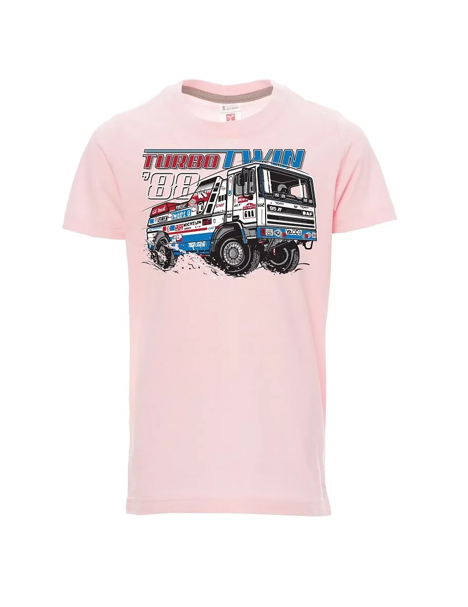 Světle růžové dětské tričko TurboTwin z Dakaru 1988