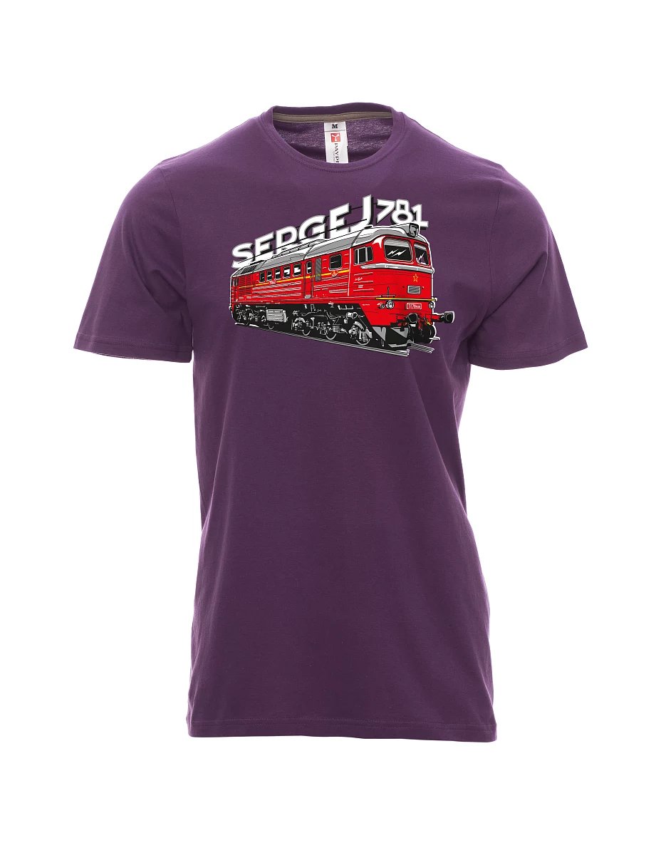 Fialové pánské tričko Lokomotiva 781 "Sergej" (M62)