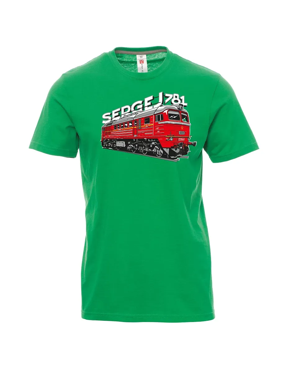 Zelené pánské tričko Lokomotiva 781 "Sergej" (M62)