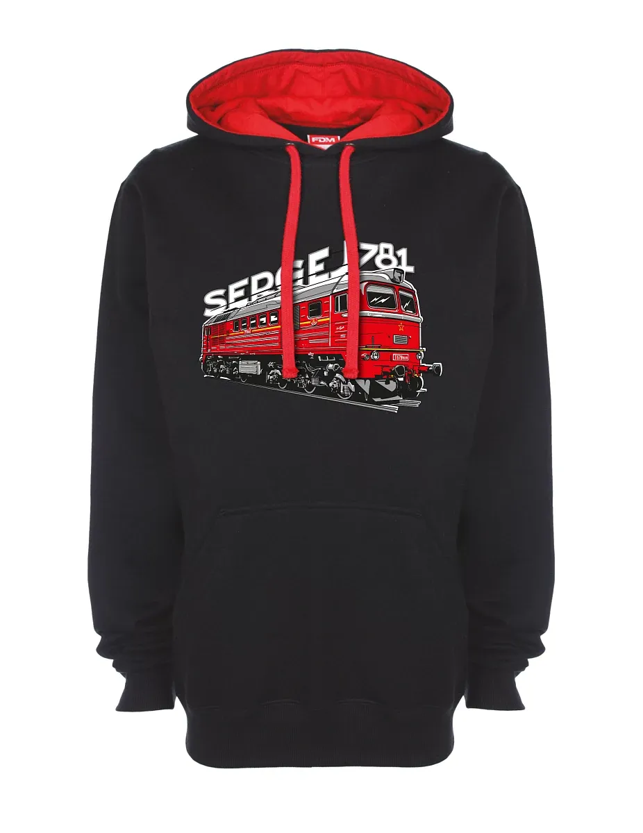 Červeno-černá mikina Lokomotiva 781 "Sergej" (M62)