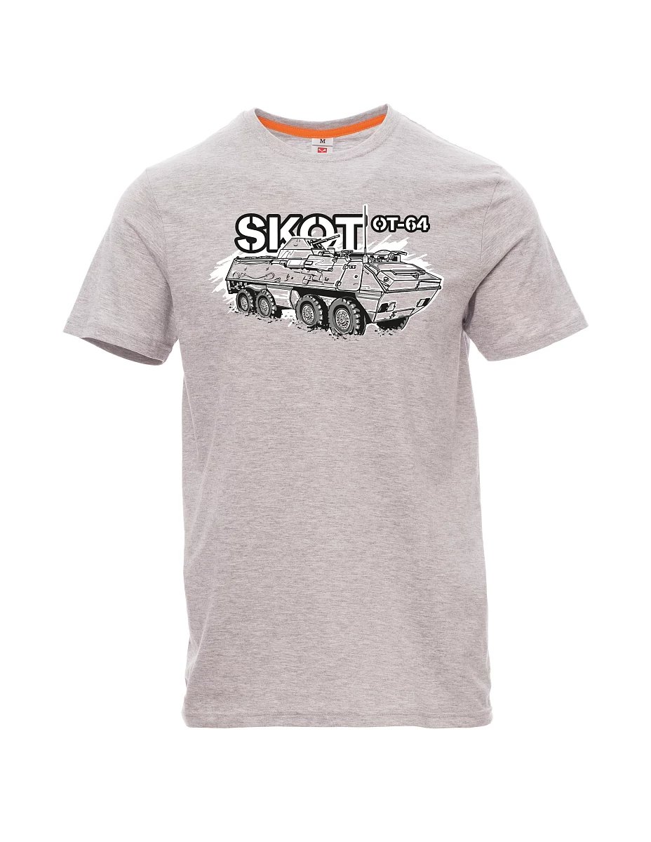 Šedé melanžové pánské tričko Obrněný transportér OT-64 "SKOT"