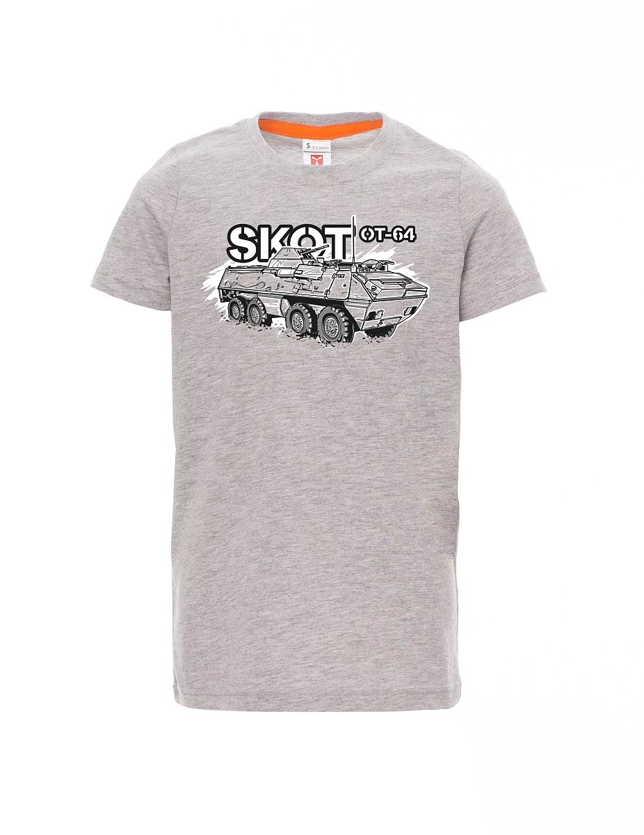 Šedý melír dětské tričko Obrněný transportér OT-64 "SKOT"