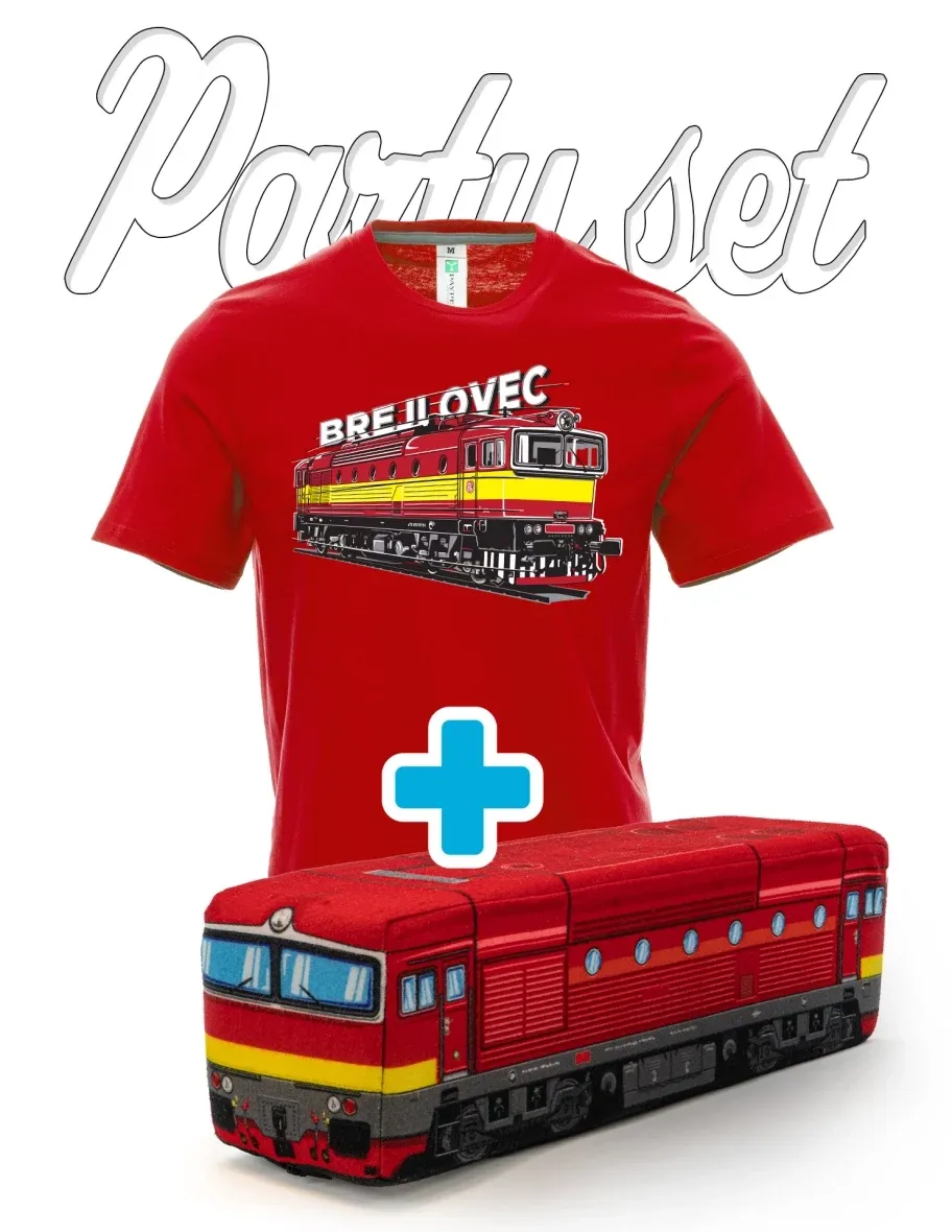 Party set trička s plyšovým polštářkem na motivy Lokomotiva 753 "Brejlovec"