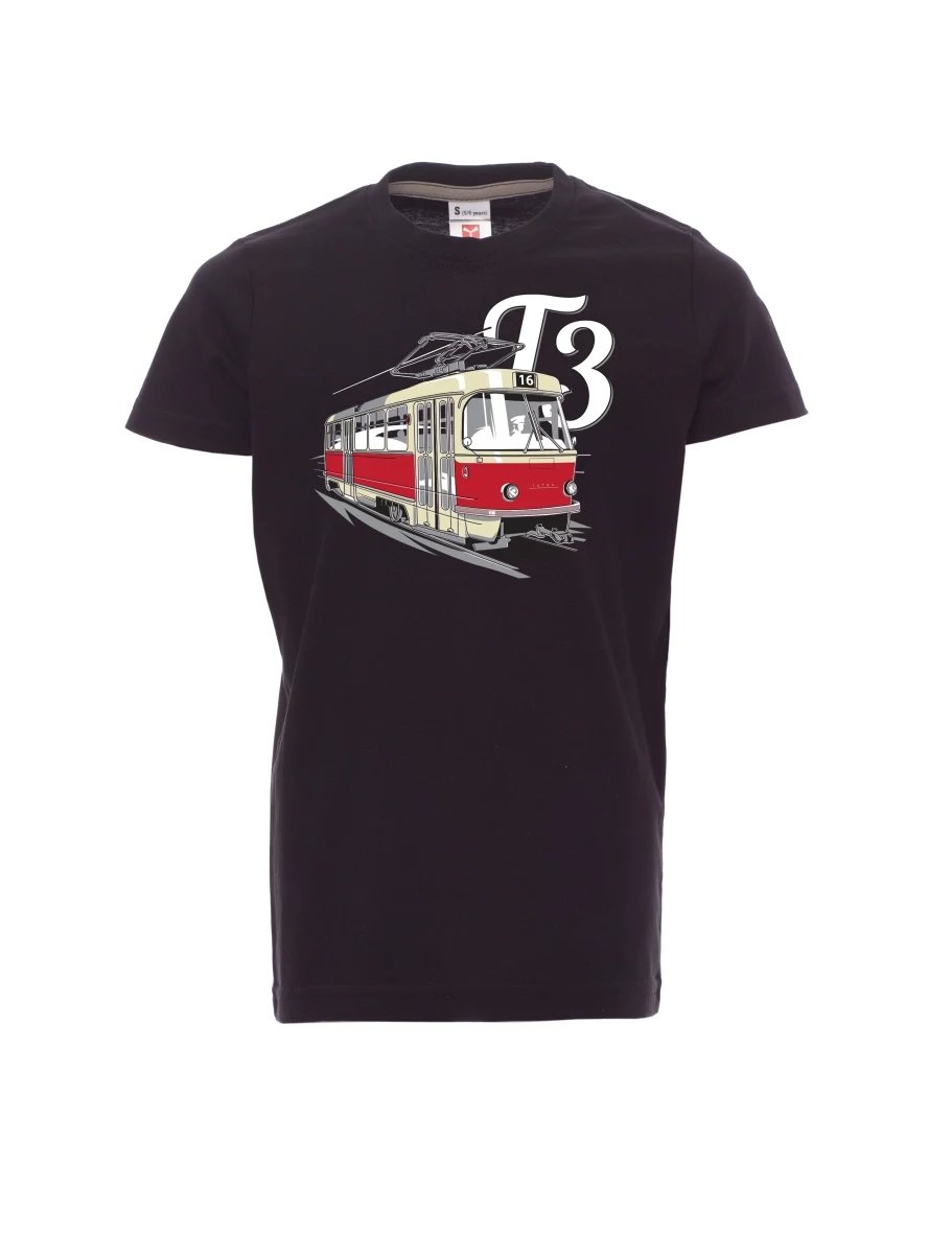 Černé dětské tričko Tramvaj T3