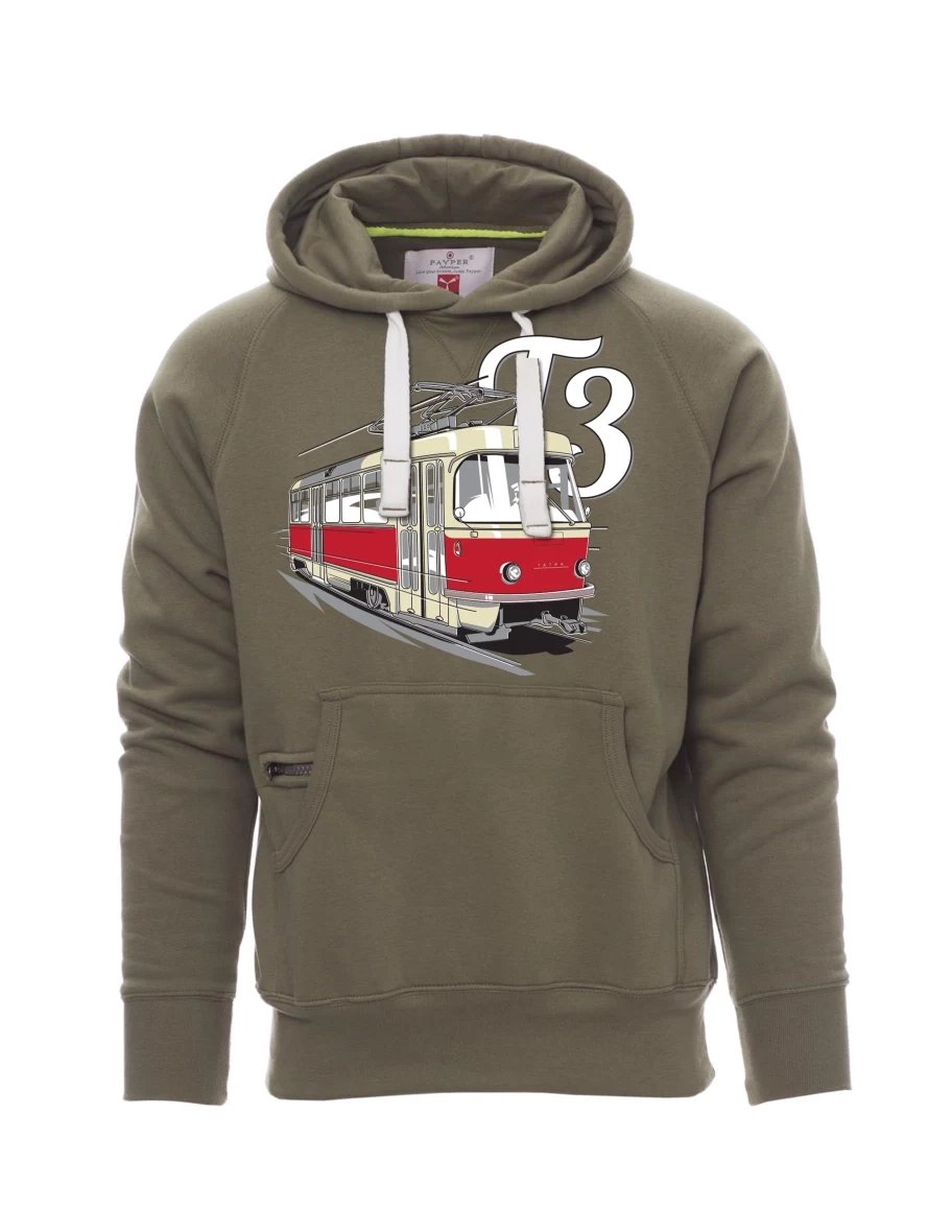 Khaki pánská mikina Tramvaj T3