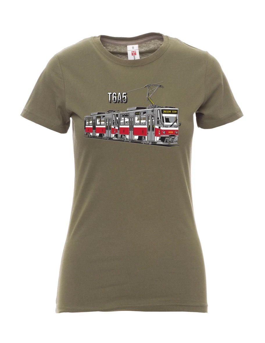 Khaki dámské tričko Tramvaj T6A5