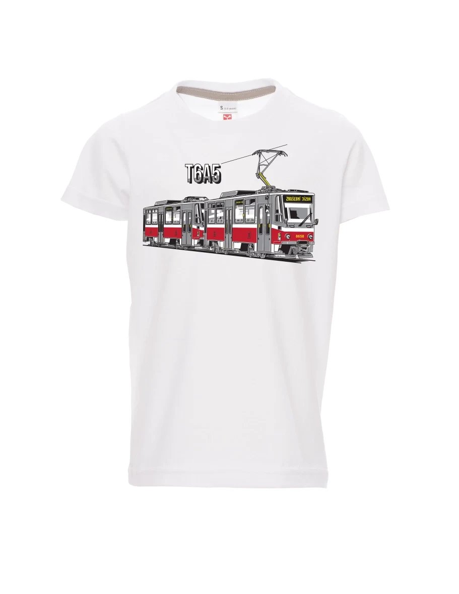 Bílé dětské tričko Tramvaj T6A5