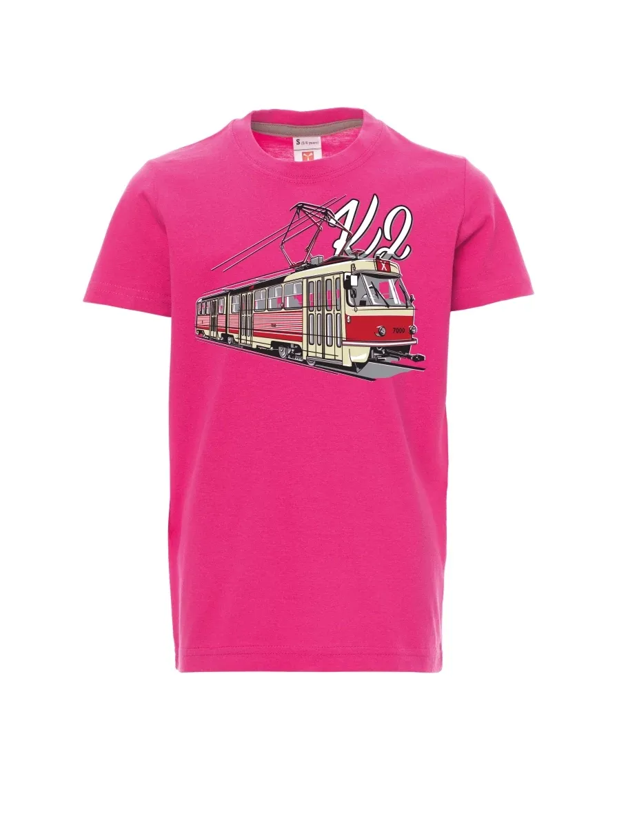 Růžové dětské tričko Tramvaj K2