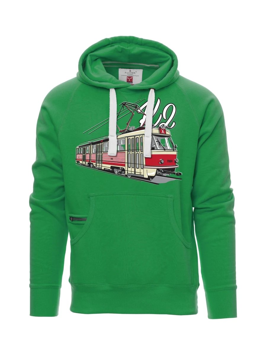 Zelená pánská mikina Tramvaj K2