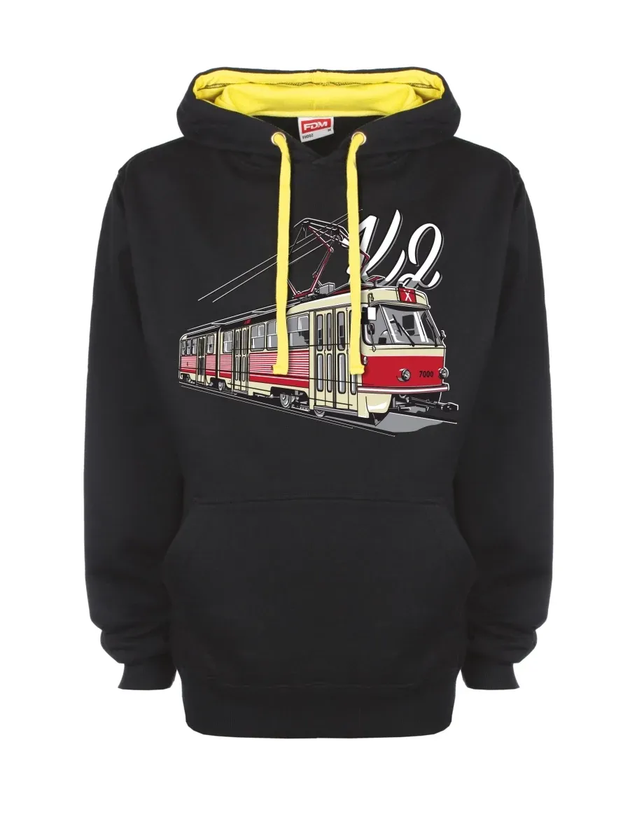 Žluto-černá mikina s Tramvaj K2