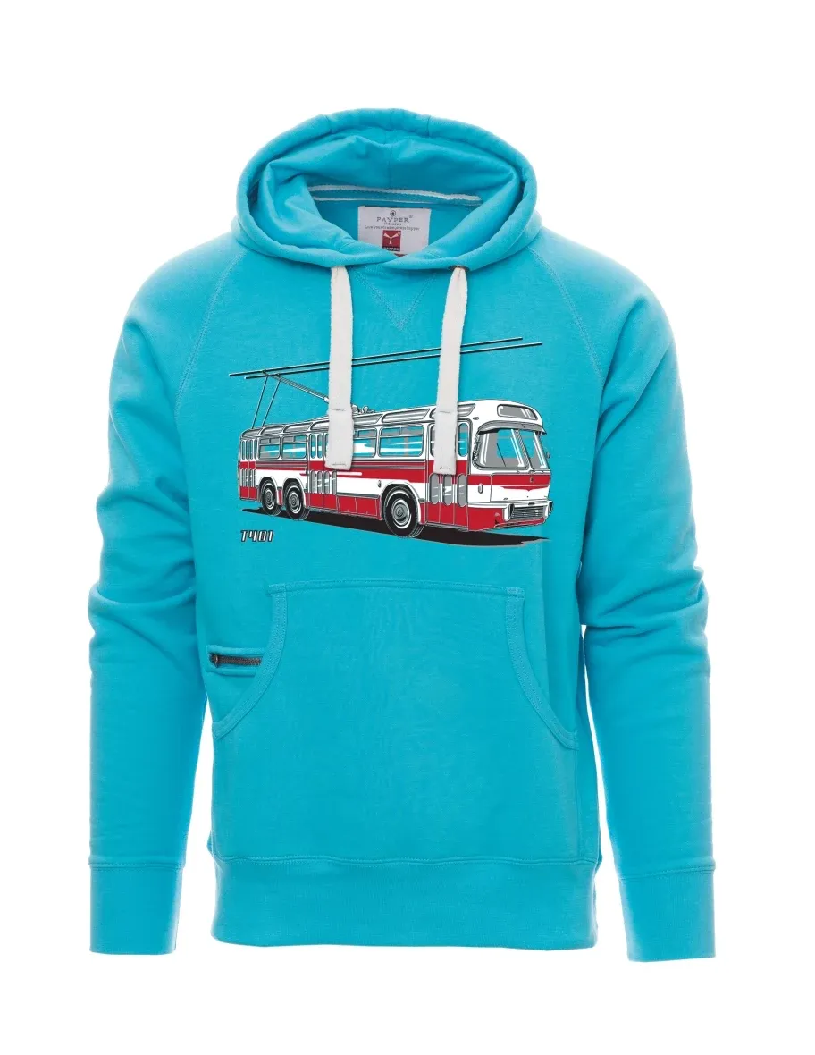 Světle modrá pánská mikina Trolejbus  T401