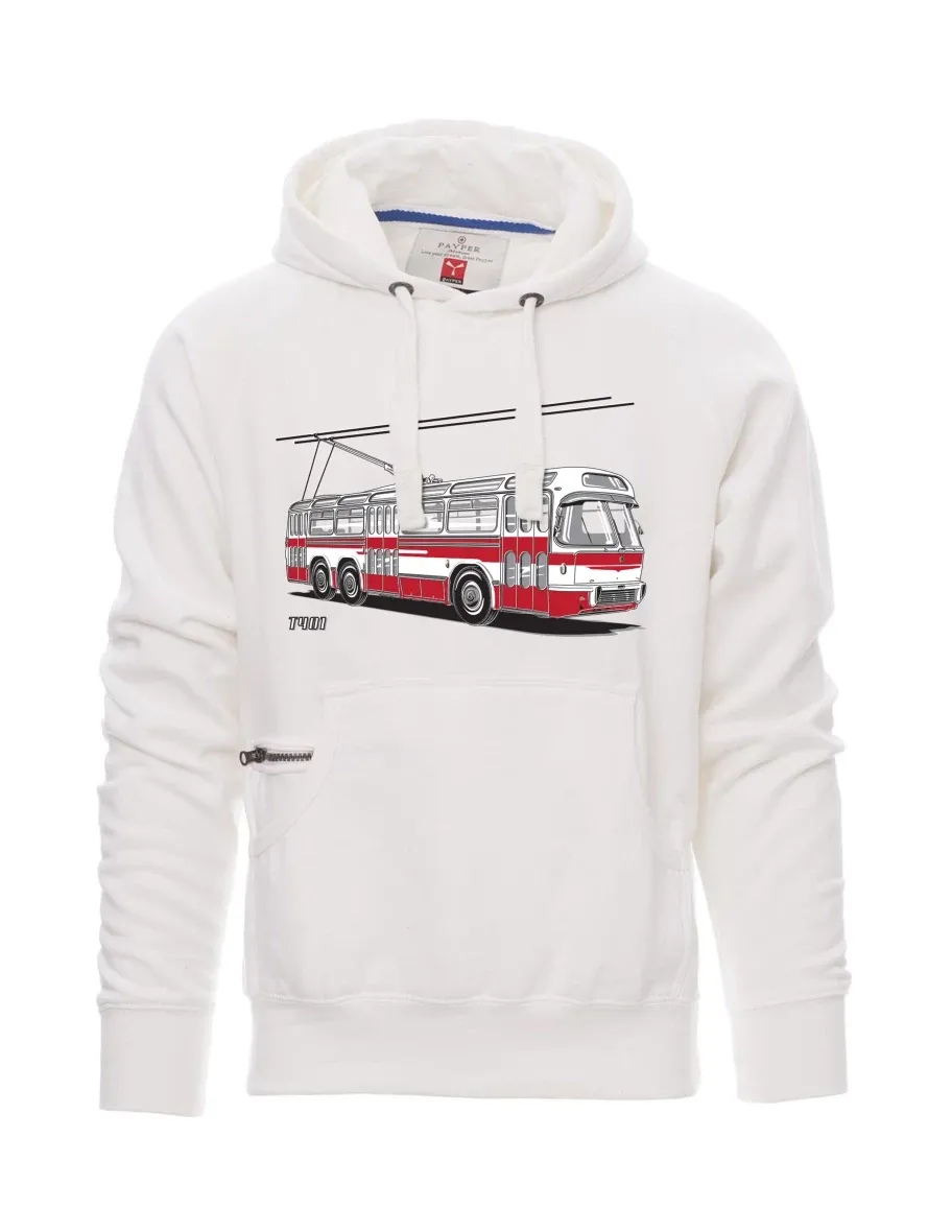 Bílá pánská mikina Trolejbus  T401