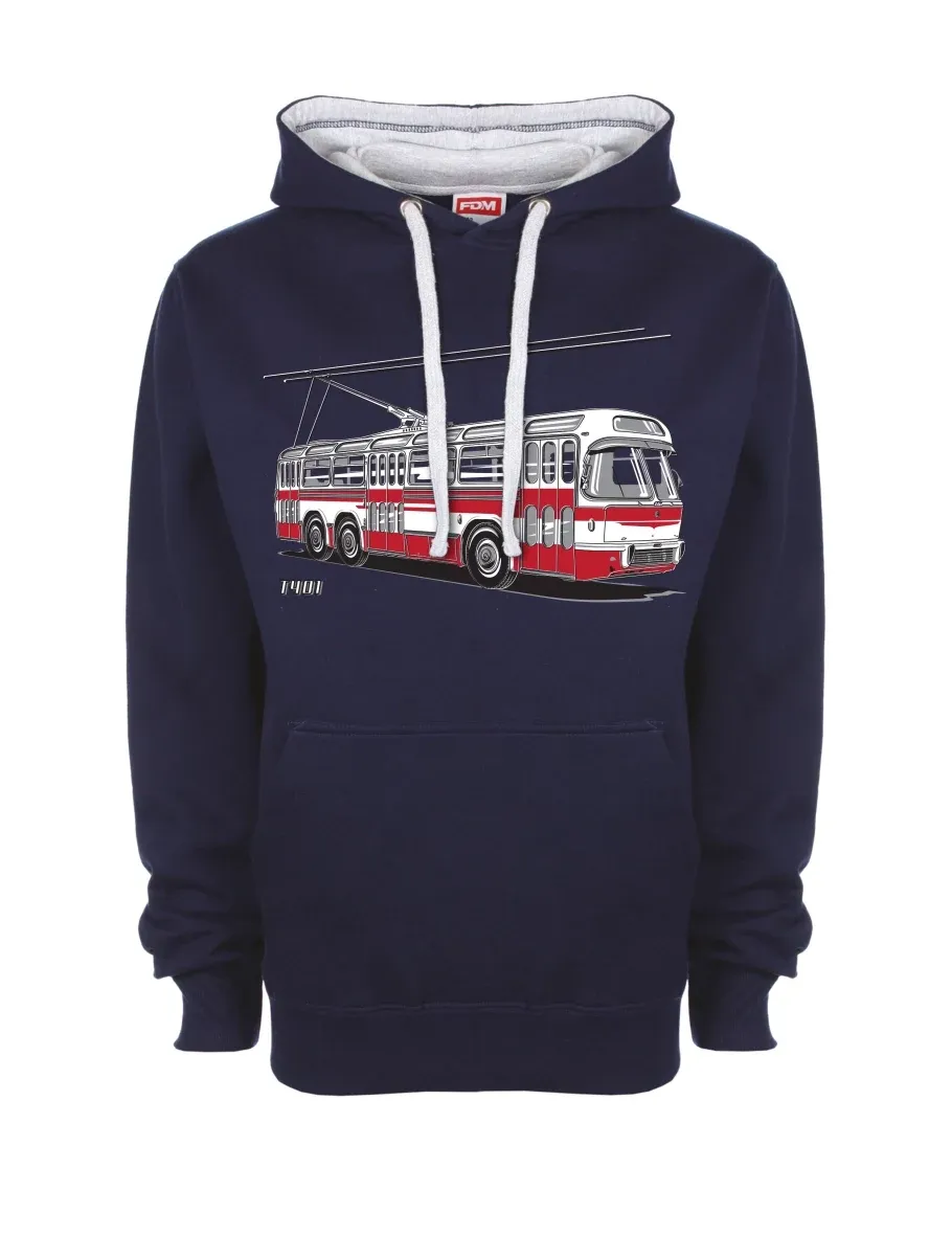 Šedo-námořnická mikina Trolejbus  T401