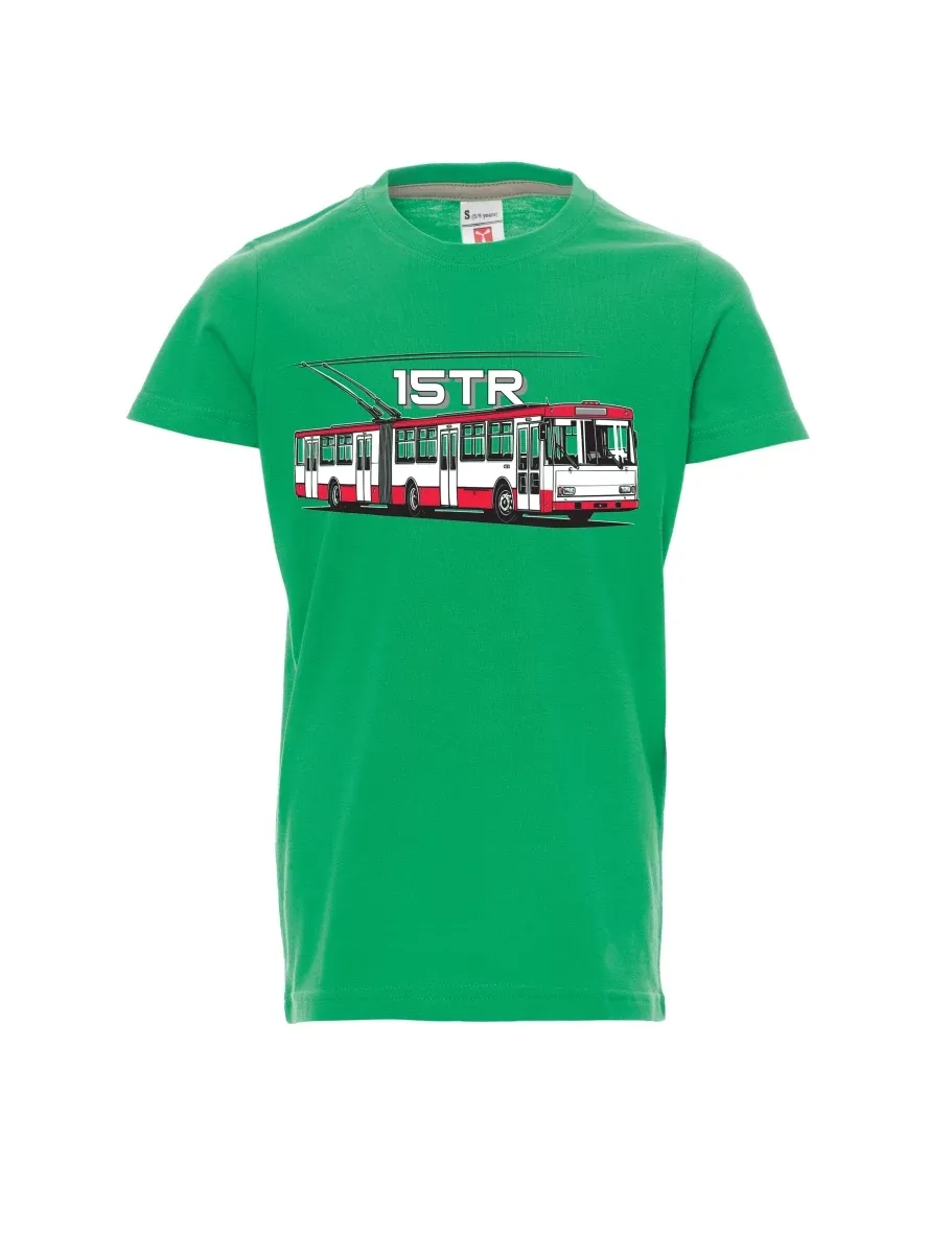 Zelené dětské tričko Trolejbus 15TR