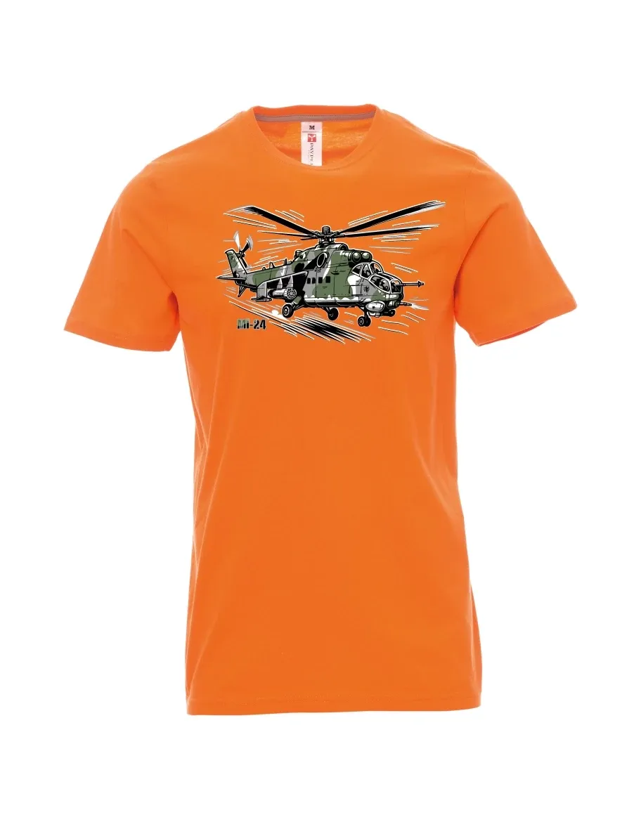 Oranžové pánské tričko Vrtulník Mi-24