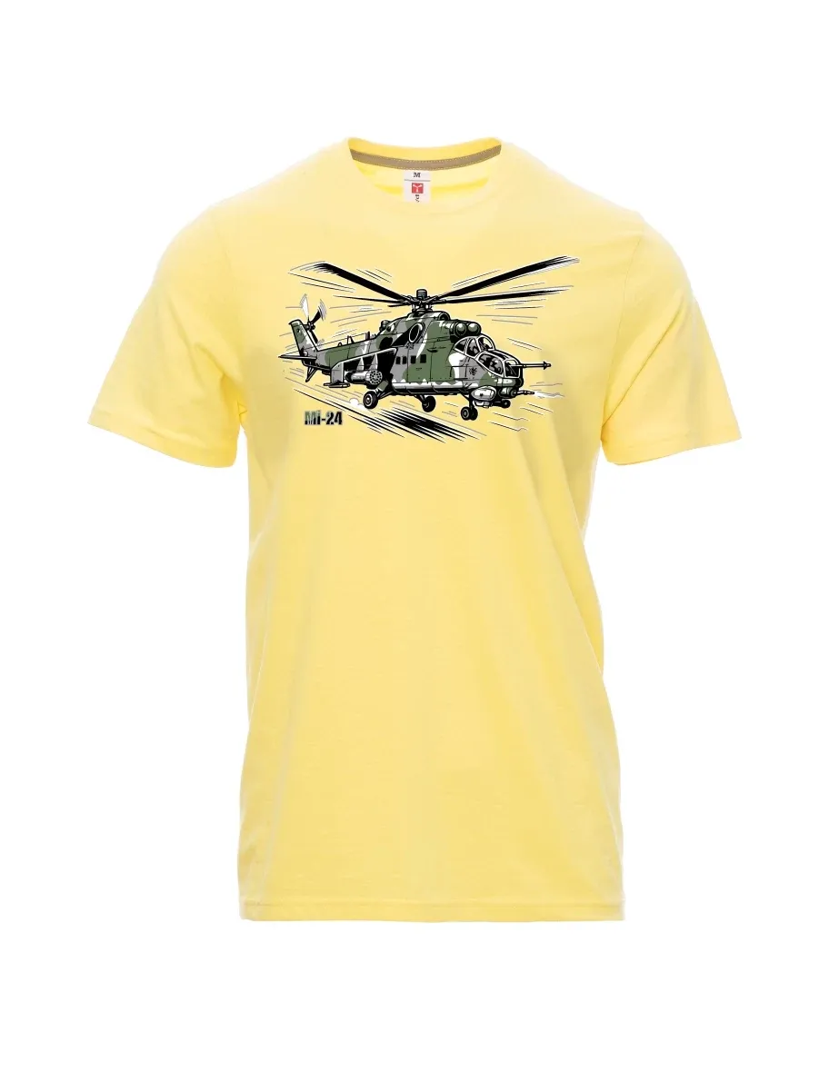 Světle žluté pánské tričko Vrtulník Mi-24