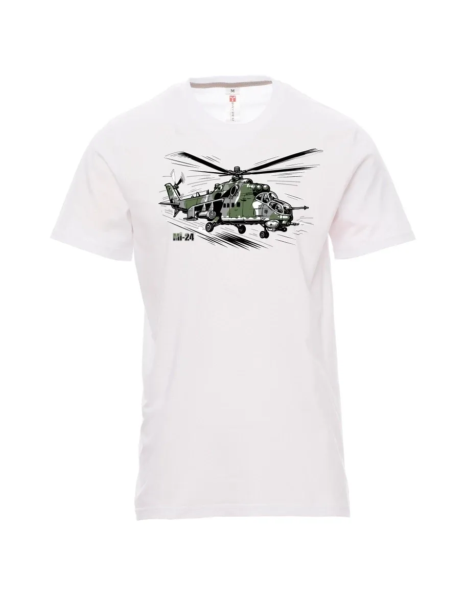 Bílé pánské tričko Vrtulník Mi-24