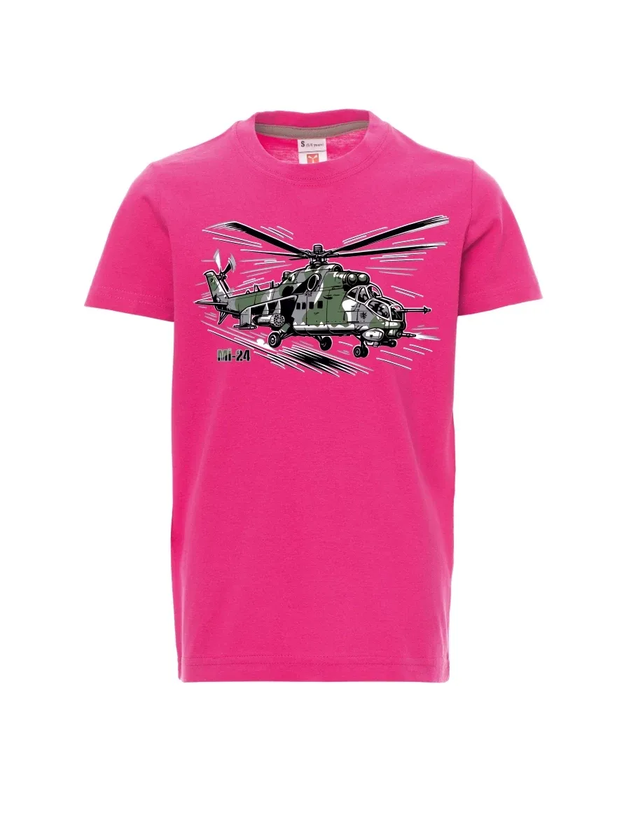Růžové dětské tričko Vrtulník Mi-24