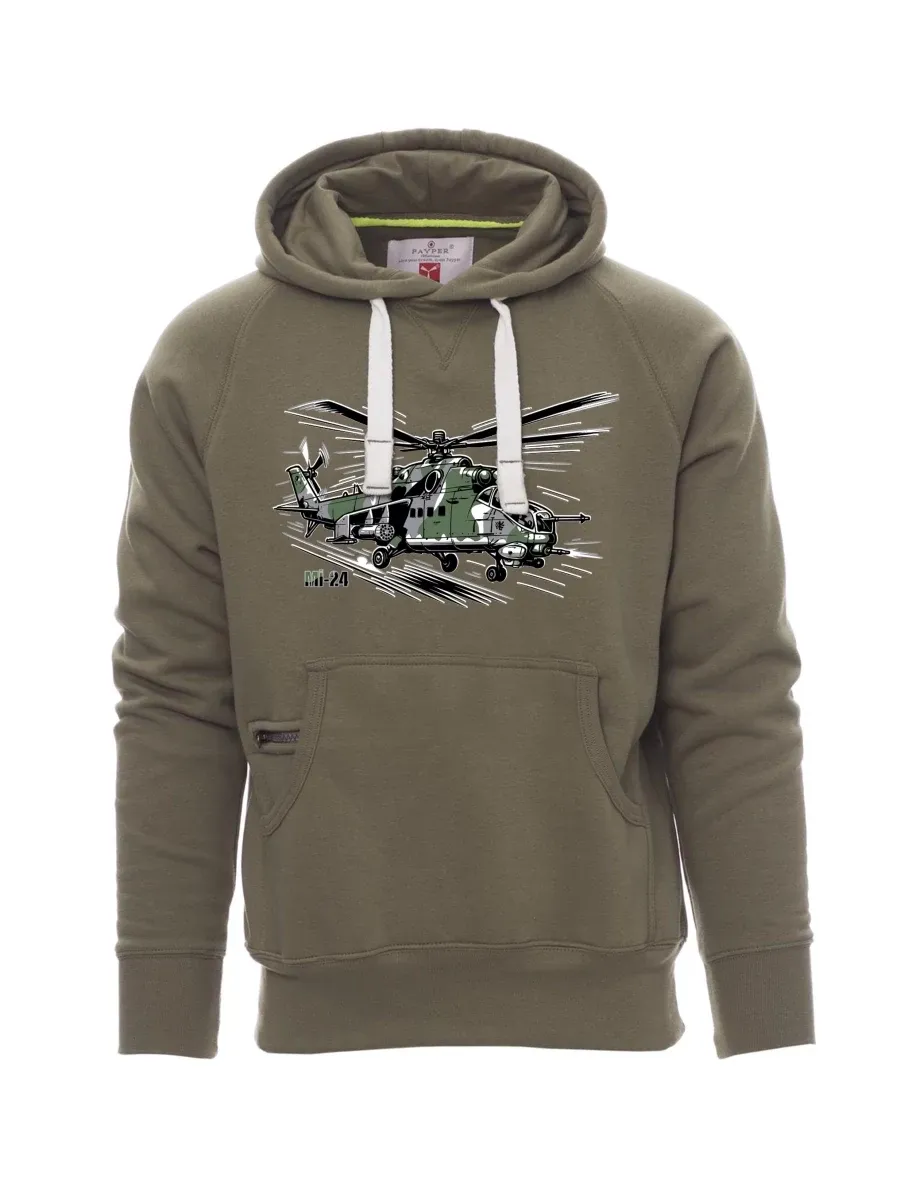 Khaki pánská mikina Vrtulník Mi-24