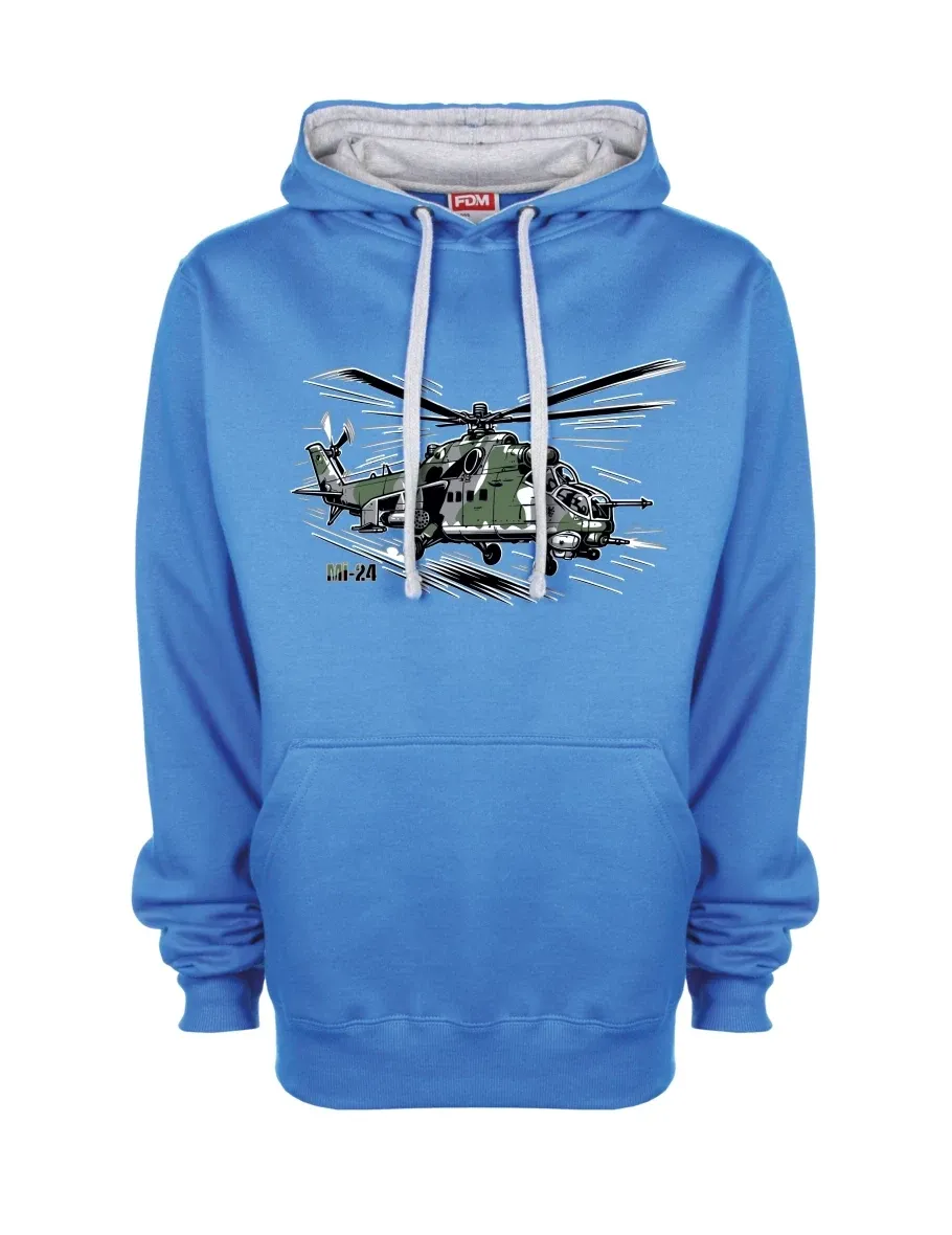 Šedo-modrá mikina Vrtulník Mi-24
