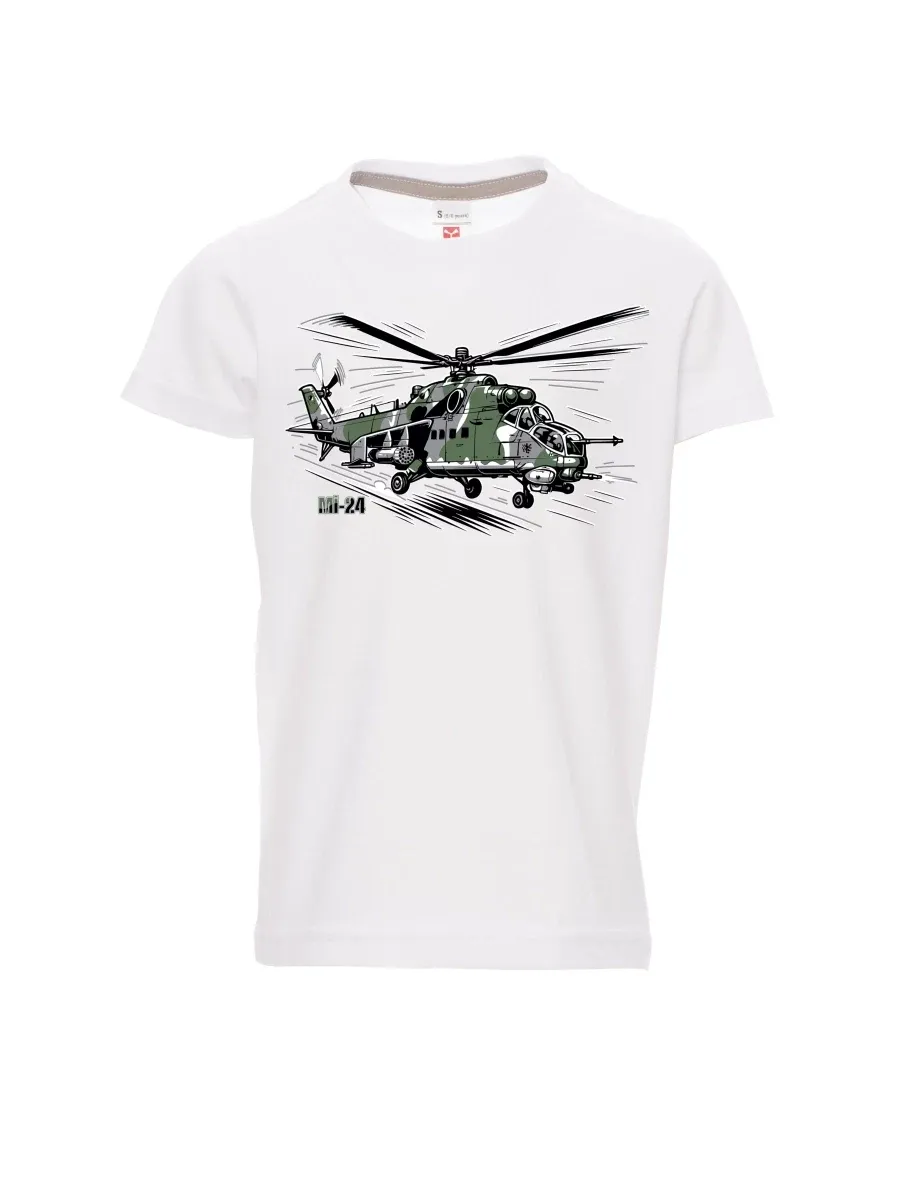 Bílé dětské tričko Vrtulník Mi-24