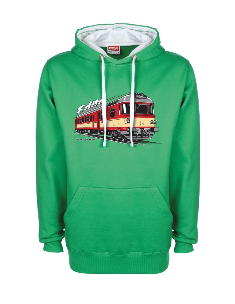 Bílo-zelená mikina Motorový vůz 854 „Edita“
