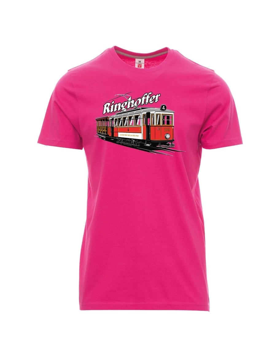 Růžové pánské tričko Tramvaj Ringhoffer