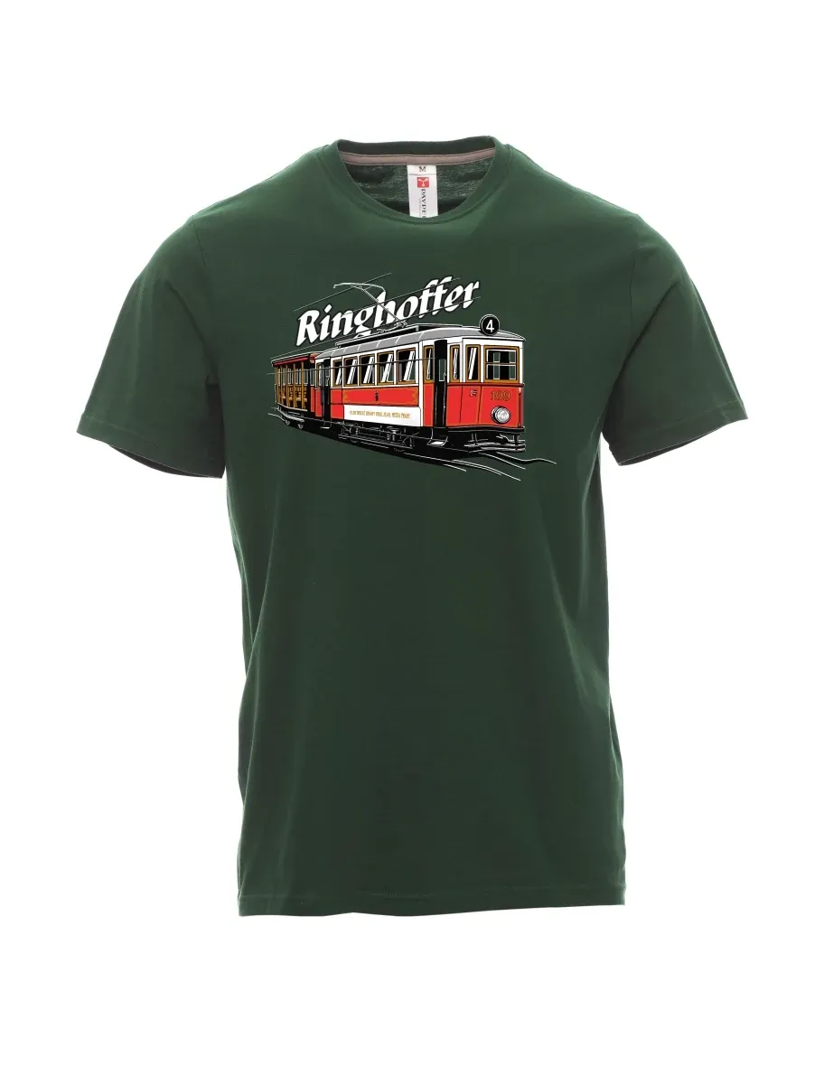 Tmavě zelené pánské tričko Tramvaj Ringhoffer