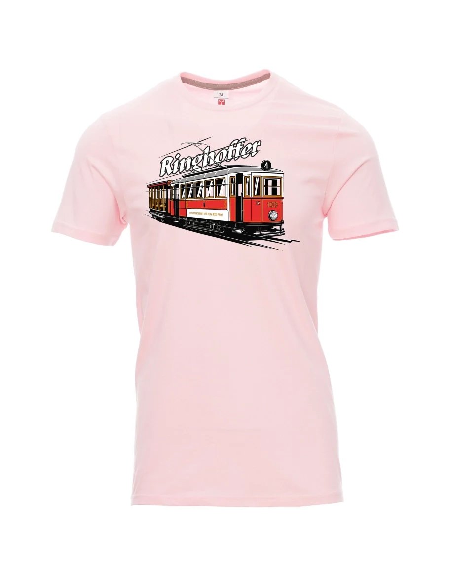Světle růžové pánské tričko Tramvaj Ringhoffer