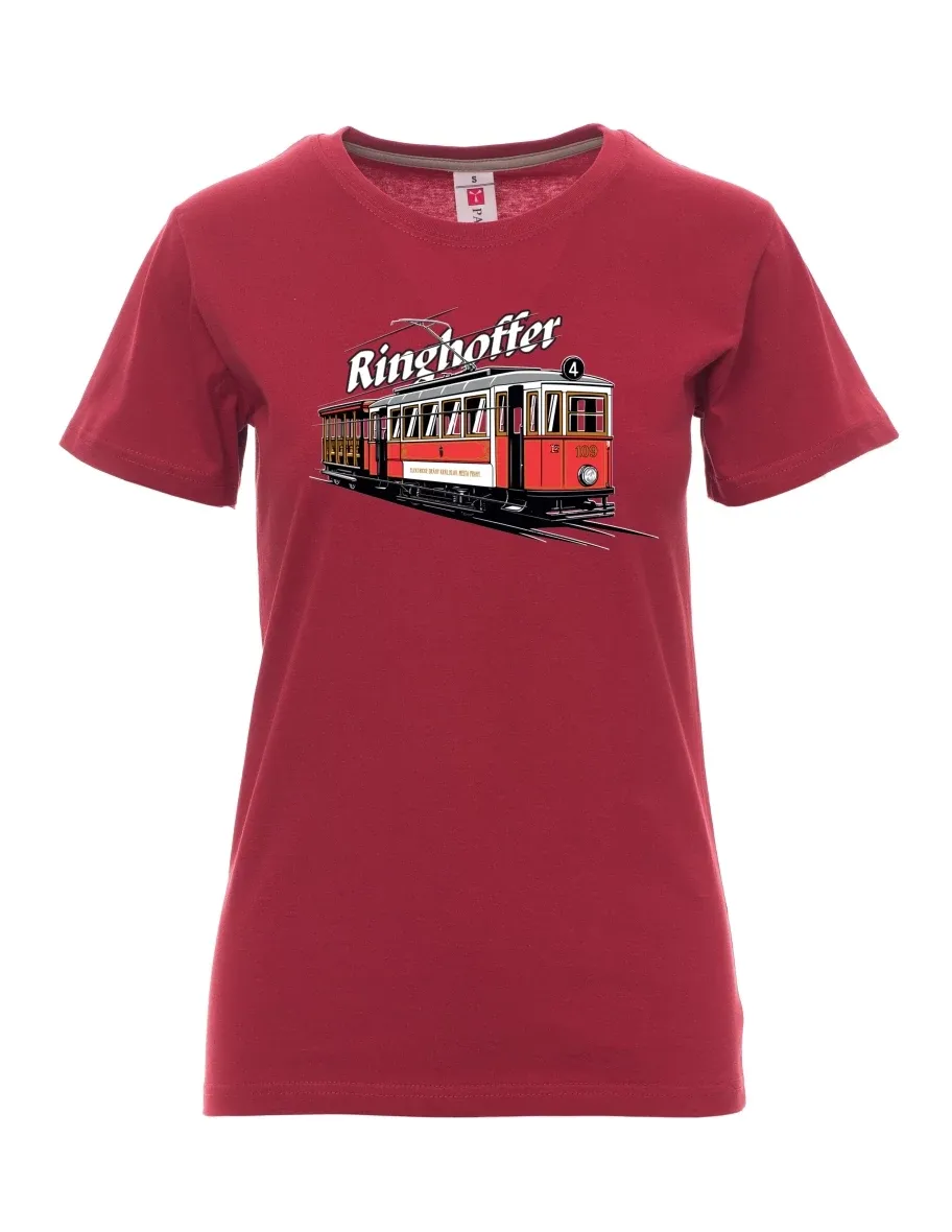 Bordó dámské tričko Tramvaj Ringhoffer