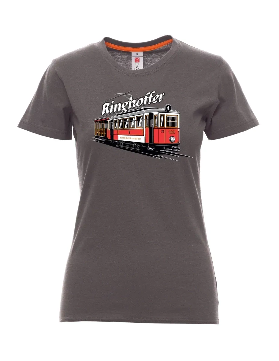Kouřové dámské tričko Tramvaj Ringhoffer