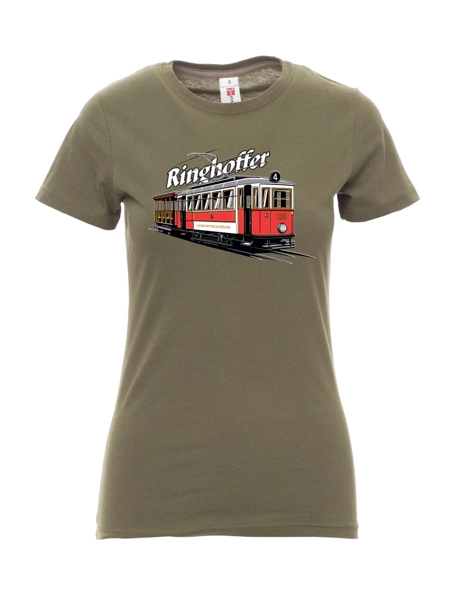 Khaki dámské tričko Tramvaj Ringhoffer
