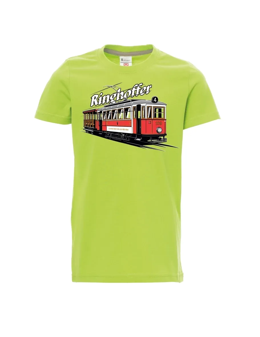 Světle zelené dětské tričko Tramvaj Ringhoffer